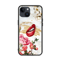 Thumbnail for iPhone 15 Red Lips θήκη από τη Smartfits με σχέδιο στο πίσω μέρος και μαύρο περίβλημα | Smartphone case with colorful back and black bezels by Smartfits