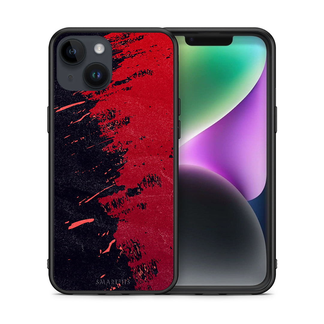 Θήκη Αγίου Βαλεντίνου iPhone 14 Red Paint από τη Smartfits με σχέδιο στο πίσω μέρος και μαύρο περίβλημα | iPhone 14 Red Paint case with colorful back and black bezels