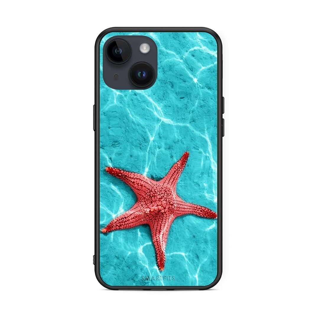 iPhone 14 Red Starfish Θήκη από τη Smartfits με σχέδιο στο πίσω μέρος και μαύρο περίβλημα | Smartphone case with colorful back and black bezels by Smartfits