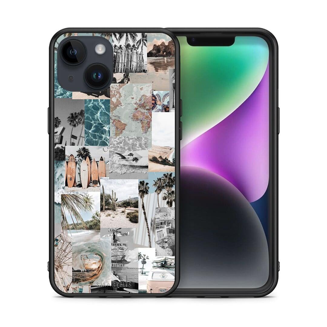 Θήκη iPhone 15 Retro Beach Life από τη Smartfits με σχέδιο στο πίσω μέρος και μαύρο περίβλημα | iPhone 15 Retro Beach Life case with colorful back and black bezels