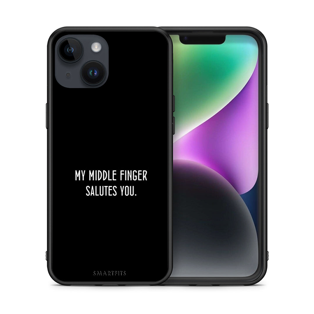 Θήκη iPhone 14 Salute από τη Smartfits με σχέδιο στο πίσω μέρος και μαύρο περίβλημα | iPhone 14 Salute case with colorful back and black bezels