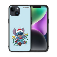 Thumbnail for Θήκη iPhone 14 Santa Stich από τη Smartfits με σχέδιο στο πίσω μέρος και μαύρο περίβλημα | iPhone 14 Santa Stich case with colorful back and black bezels