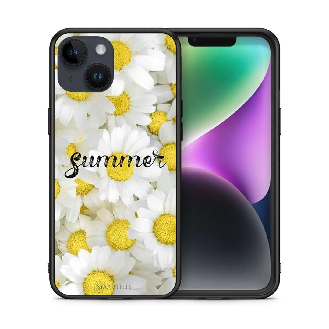 Θήκη iPhone 15 Summer Daisies από τη Smartfits με σχέδιο στο πίσω μέρος και μαύρο περίβλημα | iPhone 15 Summer Daisies case with colorful back and black bezels