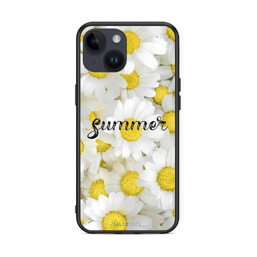 iPhone 14 Summer Daisies Θήκη από τη Smartfits με σχέδιο στο πίσω μέρος και μαύρο περίβλημα | Smartphone case with colorful back and black bezels by Smartfits