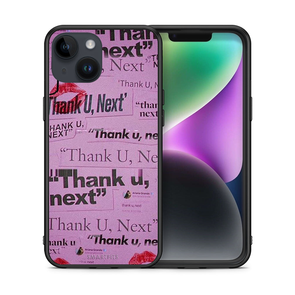 Θήκη Αγίου Βαλεντίνου iPhone 14 Thank You Next από τη Smartfits με σχέδιο στο πίσω μέρος και μαύρο περίβλημα | iPhone 14 Thank You Next case with colorful back and black bezels