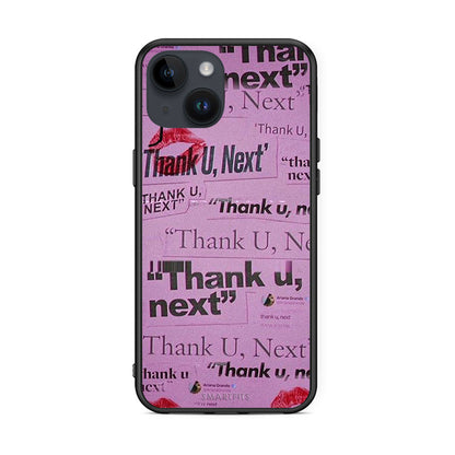 iPhone 14 Thank You Next Θήκη Αγίου Βαλεντίνου από τη Smartfits με σχέδιο στο πίσω μέρος και μαύρο περίβλημα | Smartphone case with colorful back and black bezels by Smartfits