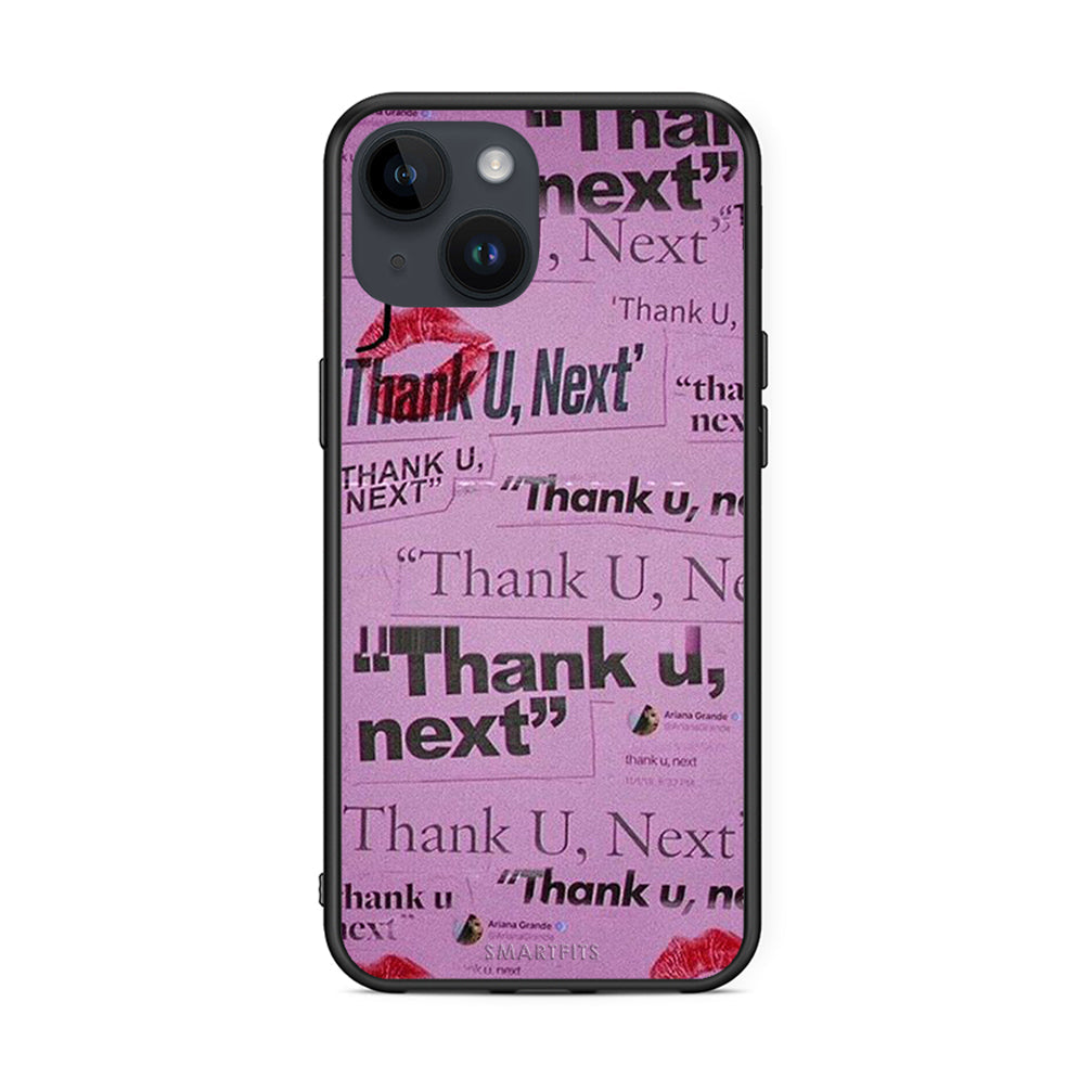 iPhone 15 Thank You Next Θήκη Αγίου Βαλεντίνου από τη Smartfits με σχέδιο στο πίσω μέρος και μαύρο περίβλημα | Smartphone case with colorful back and black bezels by Smartfits