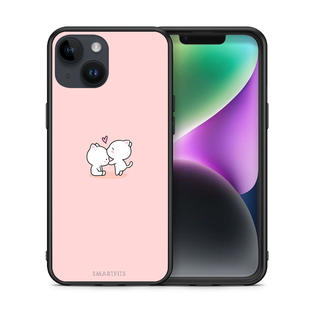 Θήκη iPhone 15 Love Valentine από τη Smartfits με σχέδιο στο πίσω μέρος και μαύρο περίβλημα | iPhone 15 Love Valentine case with colorful back and black bezels