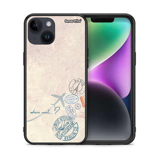 Θήκη iPhone 15 Where Next από τη Smartfits με σχέδιο στο πίσω μέρος και μαύρο περίβλημα | iPhone 15 Where Next case with colorful back and black bezels