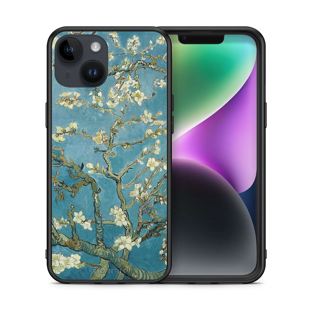 Θήκη iPhone 14 White Blossoms από τη Smartfits με σχέδιο στο πίσω μέρος και μαύρο περίβλημα | iPhone 14 White Blossoms case with colorful back and black bezels