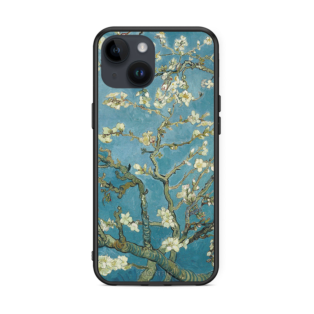 iPhone 14 White Blossoms θήκη από τη Smartfits με σχέδιο στο πίσω μέρος και μαύρο περίβλημα | Smartphone case with colorful back and black bezels by Smartfits