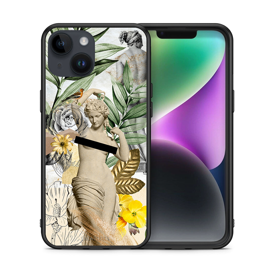 Θήκη iPhone 14 Woman Statue από τη Smartfits με σχέδιο στο πίσω μέρος και μαύρο περίβλημα | iPhone 14 Woman Statue case with colorful back and black bezels