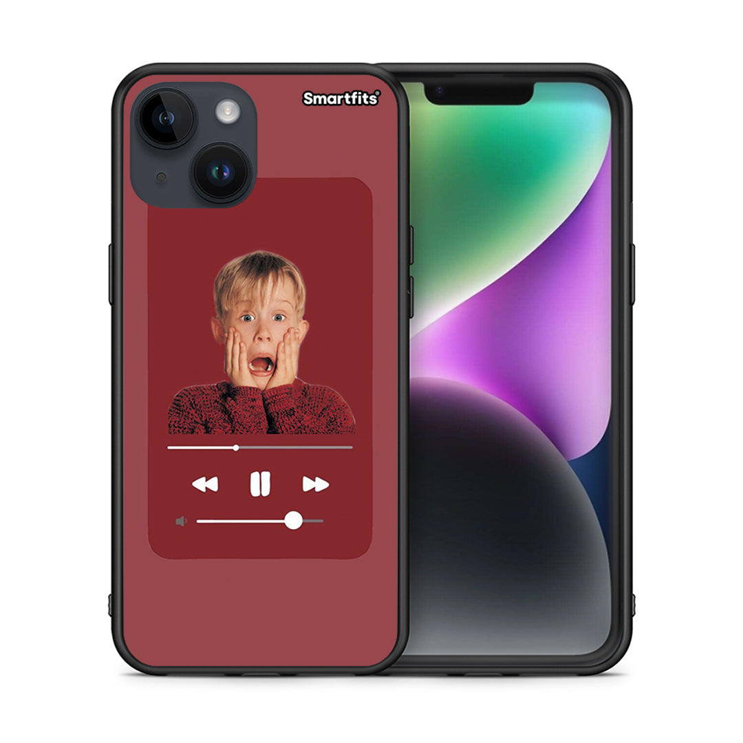 Θήκη iPhone 15 Xmas Alone Music από τη Smartfits με σχέδιο στο πίσω μέρος και μαύρο περίβλημα | iPhone 15 Xmas Alone Music case with colorful back and black bezels