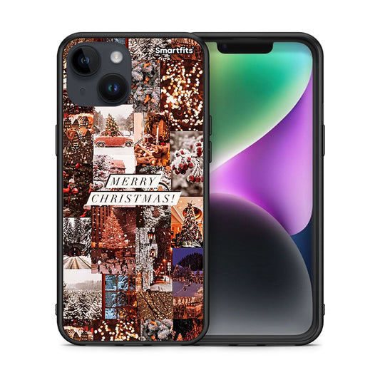 Θήκη iPhone 15 Xmas Collage από τη Smartfits με σχέδιο στο πίσω μέρος και μαύρο περίβλημα | iPhone 15 Xmas Collage case with colorful back and black bezels