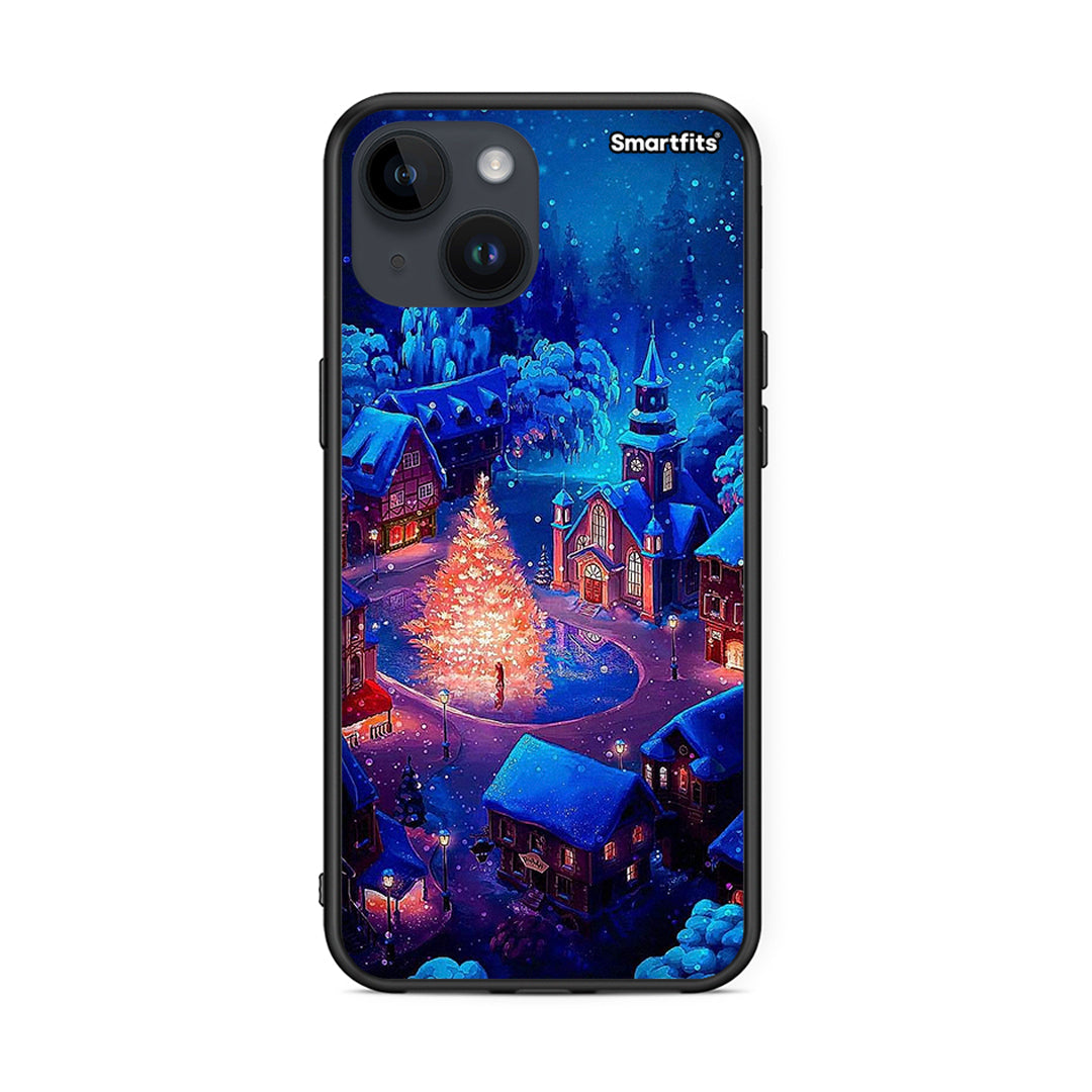 iPhone 14 Xmas Village θήκη από τη Smartfits με σχέδιο στο πίσω μέρος και μαύρο περίβλημα | Smartphone case with colorful back and black bezels by Smartfits
