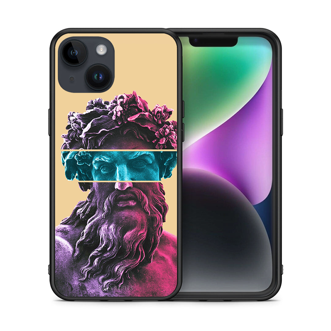 Θήκη Αγίου Βαλεντίνου iPhone 15 Zeus Art από τη Smartfits με σχέδιο στο πίσω μέρος και μαύρο περίβλημα | iPhone 15 Zeus Art case with colorful back and black bezels