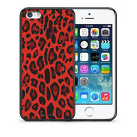 Thumbnail for Θήκη iPhone 5/5s/SE Red Leopard Animal από τη Smartfits με σχέδιο στο πίσω μέρος και μαύρο περίβλημα | iPhone 5/5s/SE Red Leopard Animal case with colorful back and black bezels