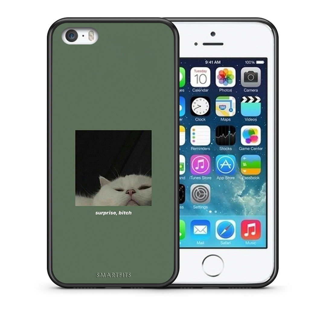 Θήκη iPhone 5/5s/SE Bitch Surprise από τη Smartfits με σχέδιο στο πίσω μέρος και μαύρο περίβλημα | iPhone 5/5s/SE Bitch Surprise case with colorful back and black bezels