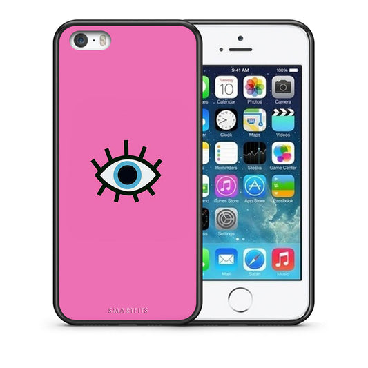 Θήκη iPhone 5/5s/SE Blue Eye Pink από τη Smartfits με σχέδιο στο πίσω μέρος και μαύρο περίβλημα | iPhone 5/5s/SE Blue Eye Pink case with colorful back and black bezels