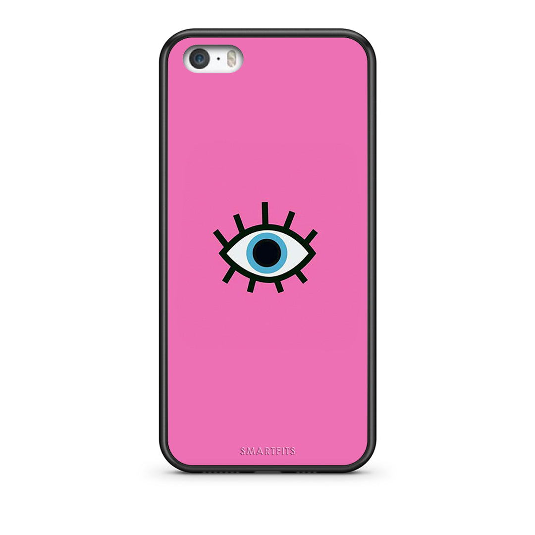iPhone 5/5s/SE Blue Eye Pink θήκη από τη Smartfits με σχέδιο στο πίσω μέρος και μαύρο περίβλημα | Smartphone case with colorful back and black bezels by Smartfits