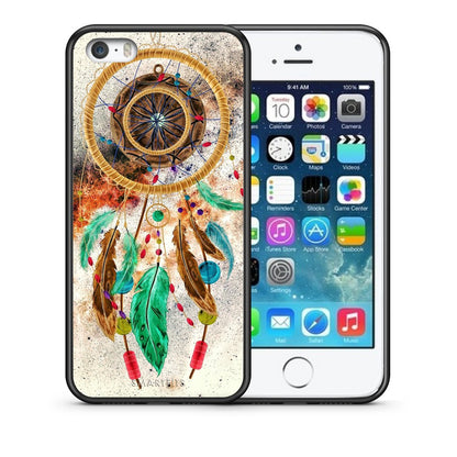 Θήκη iPhone 5/5s/SE DreamCatcher Boho από τη Smartfits με σχέδιο στο πίσω μέρος και μαύρο περίβλημα | iPhone 5/5s/SE DreamCatcher Boho case with colorful back and black bezels
