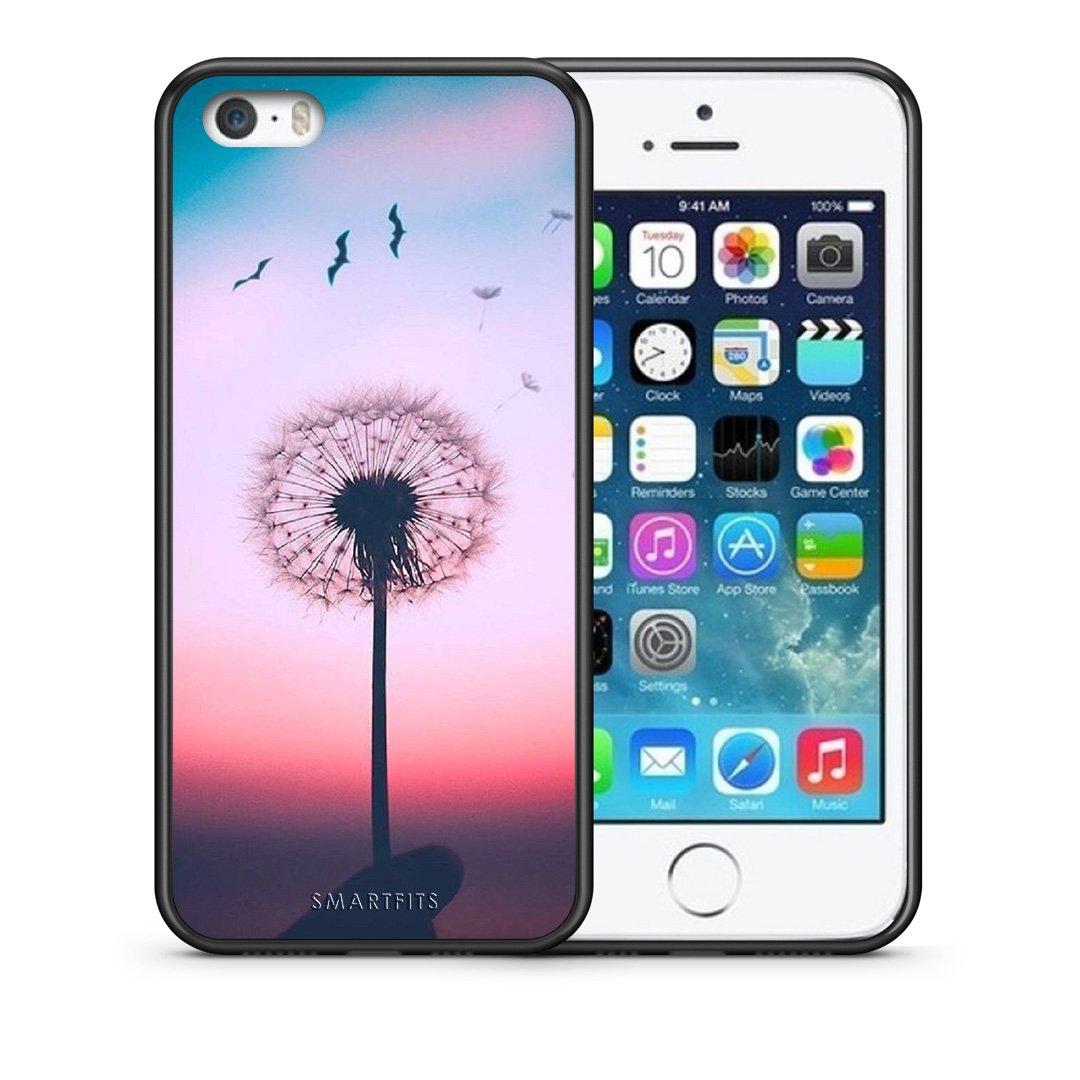 Θήκη iPhone 5/5s/SE Wish Boho από τη Smartfits με σχέδιο στο πίσω μέρος και μαύρο περίβλημα | iPhone 5/5s/SE Wish Boho case with colorful back and black bezels