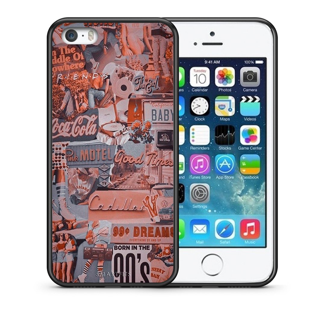 Θήκη iPhone 5/5s/SE Born In 90s από τη Smartfits με σχέδιο στο πίσω μέρος και μαύρο περίβλημα | iPhone 5/5s/SE Born In 90s case with colorful back and black bezels