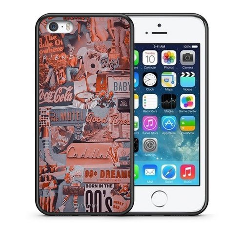 Θήκη iPhone 5/5s/SE Born In 90s από τη Smartfits με σχέδιο στο πίσω μέρος και μαύρο περίβλημα | iPhone 5/5s/SE Born In 90s case with colorful back and black bezels