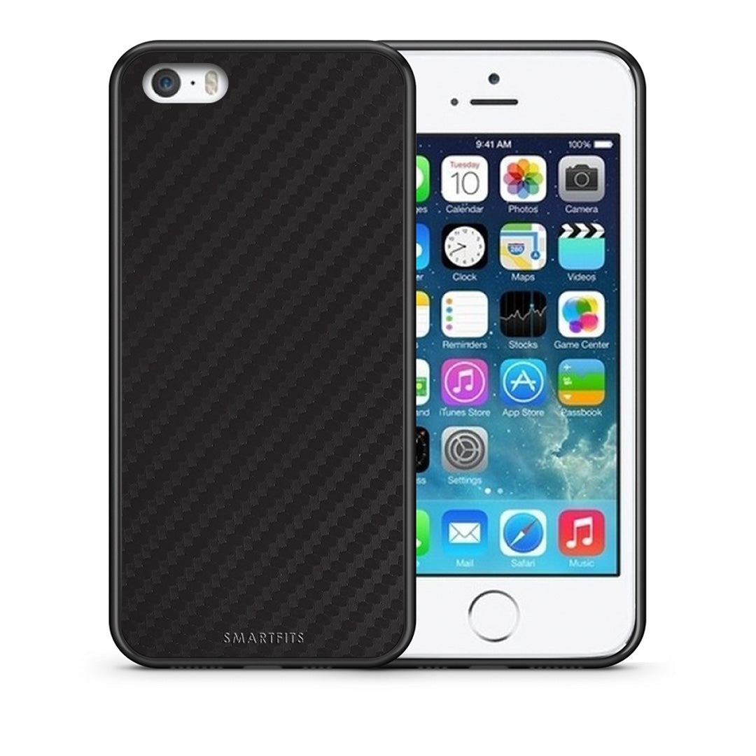 Θήκη iPhone 5/5s/SE Carbon Black από τη Smartfits με σχέδιο στο πίσω μέρος και μαύρο περίβλημα | iPhone 5/5s/SE Carbon Black case with colorful back and black bezels