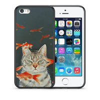 Thumbnail for Θήκη iPhone 5/5s/SE Cat Goldfish από τη Smartfits με σχέδιο στο πίσω μέρος και μαύρο περίβλημα | iPhone 5/5s/SE Cat Goldfish case with colorful back and black bezels