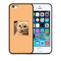 Thumbnail for Θήκη iPhone 5/5s/SE Cat Tongue από τη Smartfits με σχέδιο στο πίσω μέρος και μαύρο περίβλημα | iPhone 5/5s/SE Cat Tongue case with colorful back and black bezels