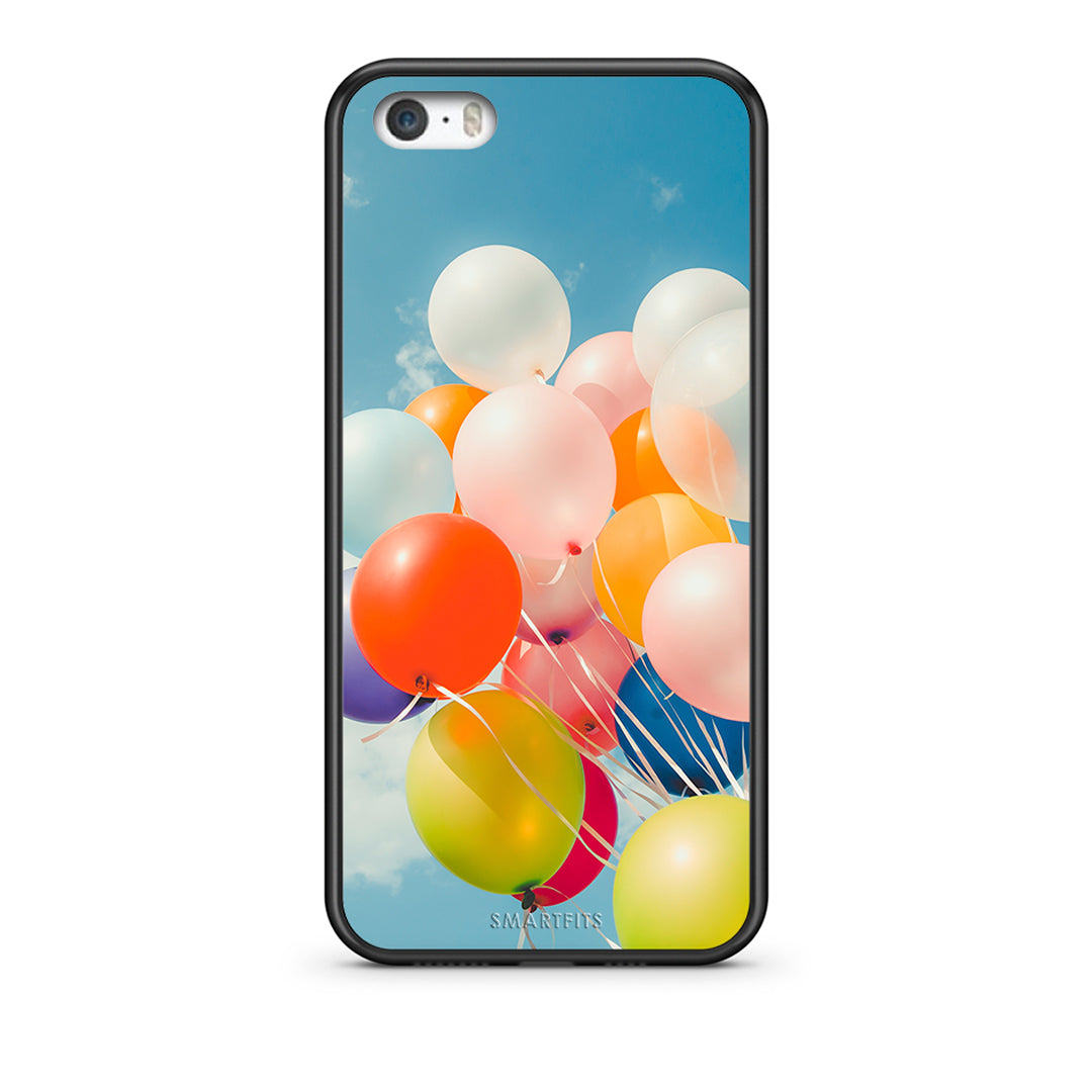 iPhone 5/5s/SE Colorful Balloons θήκη από τη Smartfits με σχέδιο στο πίσω μέρος και μαύρο περίβλημα | Smartphone case with colorful back and black bezels by Smartfits