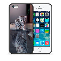 Thumbnail for Θήκη iPhone 5/5s/SE Tiger Cute από τη Smartfits με σχέδιο στο πίσω μέρος και μαύρο περίβλημα | iPhone 5/5s/SE Tiger Cute case with colorful back and black bezels