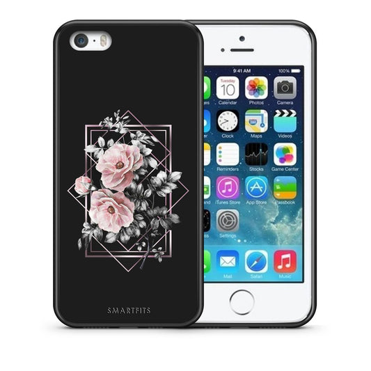 Θήκη iPhone 5/5s/SE Frame Flower από τη Smartfits με σχέδιο στο πίσω μέρος και μαύρο περίβλημα | iPhone 5/5s/SE Frame Flower case with colorful back and black bezels