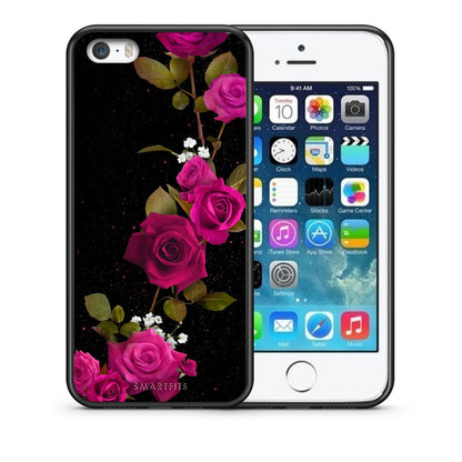 Θήκη iPhone 5/5s/SE Red Roses Flower από τη Smartfits με σχέδιο στο πίσω μέρος και μαύρο περίβλημα | iPhone 5/5s/SE Red Roses Flower case with colorful back and black bezels