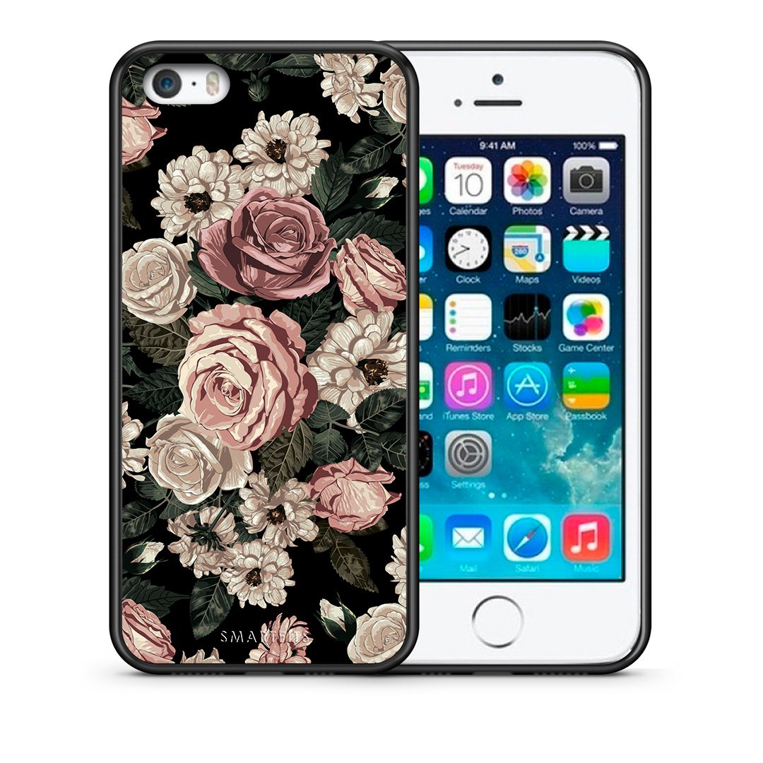Θήκη iPhone 5/5s/SE Wild Roses Flower από τη Smartfits με σχέδιο στο πίσω μέρος και μαύρο περίβλημα | iPhone 5/5s/SE Wild Roses Flower case with colorful back and black bezels