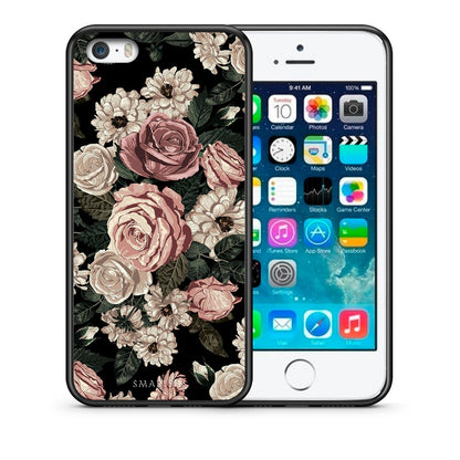 Θήκη iPhone 5/5s/SE Wild Roses Flower από τη Smartfits με σχέδιο στο πίσω μέρος και μαύρο περίβλημα | iPhone 5/5s/SE Wild Roses Flower case with colorful back and black bezels