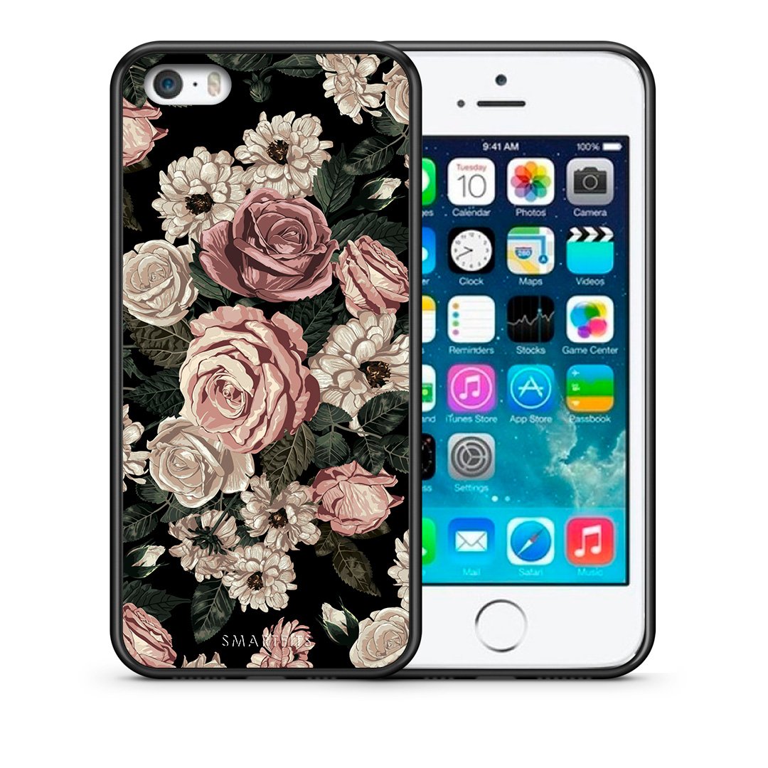 Θήκη iPhone 5/5s/SE Wild Roses Flower από τη Smartfits με σχέδιο στο πίσω μέρος και μαύρο περίβλημα | iPhone 5/5s/SE Wild Roses Flower case with colorful back and black bezels