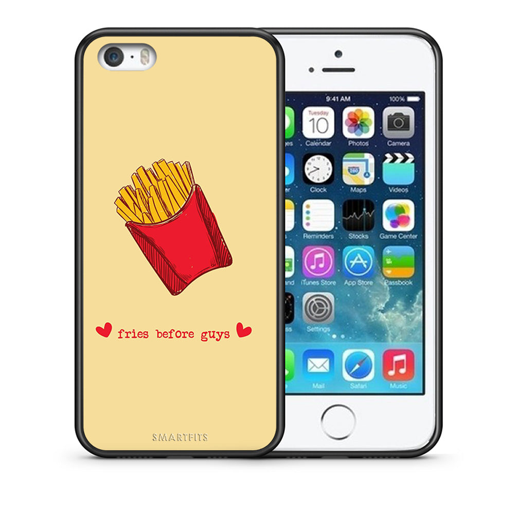 Θήκη Αγίου Βαλεντίνου iPhone 5 / 5s / SE Fries Before Guys από τη Smartfits με σχέδιο στο πίσω μέρος και μαύρο περίβλημα | iPhone 5 / 5s / SE Fries Before Guys case with colorful back and black bezels