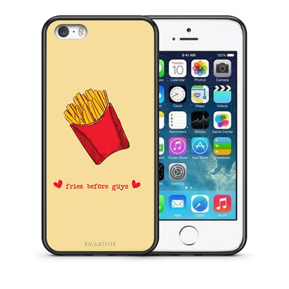 Θήκη Αγίου Βαλεντίνου iPhone 5 / 5s / SE Fries Before Guys από τη Smartfits με σχέδιο στο πίσω μέρος και μαύρο περίβλημα | iPhone 5 / 5s / SE Fries Before Guys case with colorful back and black bezels