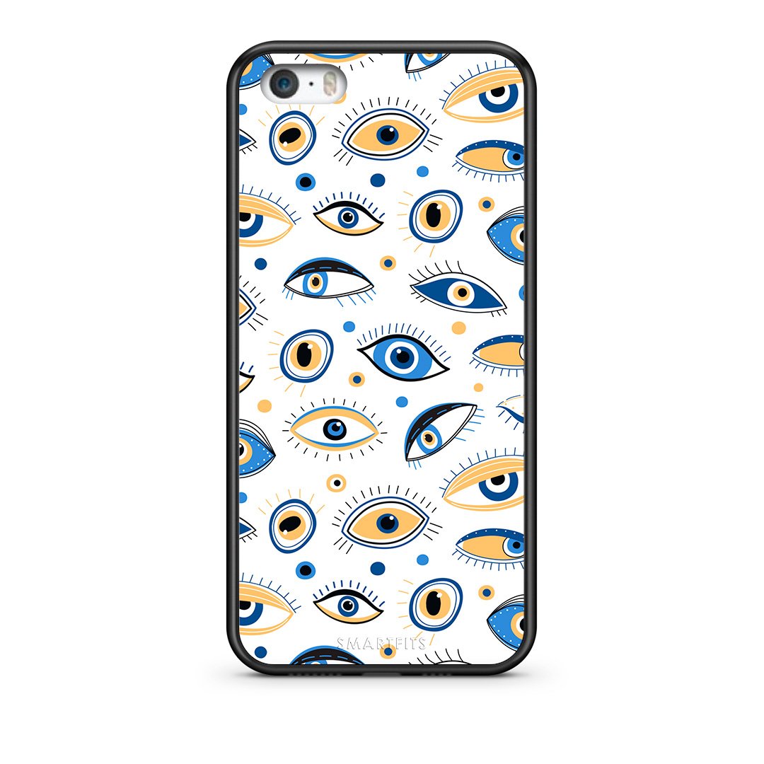 iPhone 5/5s/SE Ftou Ftou θήκη από τη Smartfits με σχέδιο στο πίσω μέρος και μαύρο περίβλημα | Smartphone case with colorful back and black bezels by Smartfits