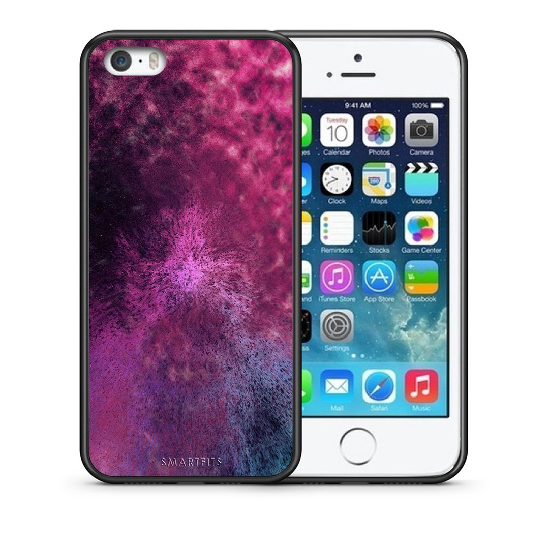 Θήκη iPhone 5/5s/SE Aurora Galaxy από τη Smartfits με σχέδιο στο πίσω μέρος και μαύρο περίβλημα | iPhone 5/5s/SE Aurora Galaxy case with colorful back and black bezels