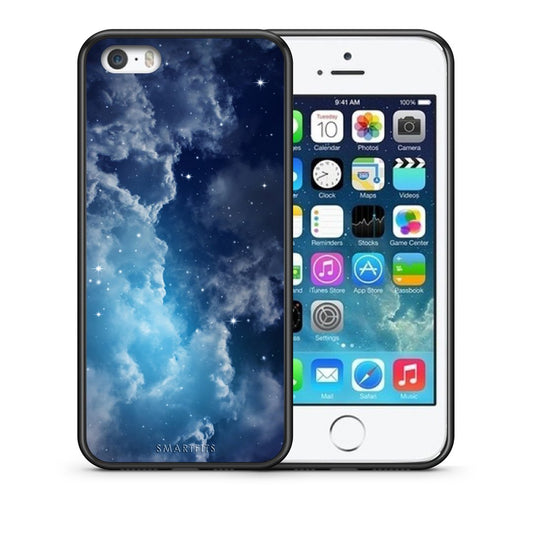 Θήκη iPhone 5/5s/SE Blue Sky Galaxy από τη Smartfits με σχέδιο στο πίσω μέρος και μαύρο περίβλημα | iPhone 5/5s/SE Blue Sky Galaxy case with colorful back and black bezels