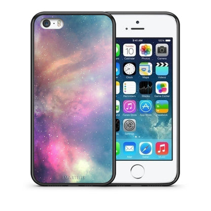 Θήκη iPhone 5/5s/SE Rainbow Galaxy από τη Smartfits με σχέδιο στο πίσω μέρος και μαύρο περίβλημα | iPhone 5/5s/SE Rainbow Galaxy case with colorful back and black bezels