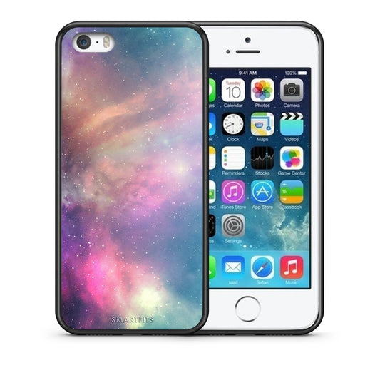 Θήκη iPhone 5/5s/SE Rainbow Galaxy από τη Smartfits με σχέδιο στο πίσω μέρος και μαύρο περίβλημα | iPhone 5/5s/SE Rainbow Galaxy case with colorful back and black bezels