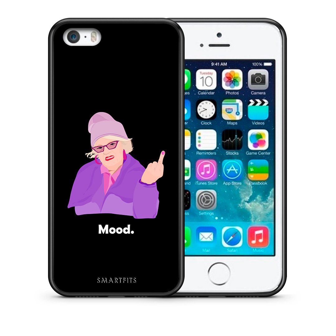 Θήκη iPhone 5/5s/SE Grandma Mood Black από τη Smartfits με σχέδιο στο πίσω μέρος και μαύρο περίβλημα | iPhone 5/5s/SE Grandma Mood Black case with colorful back and black bezels