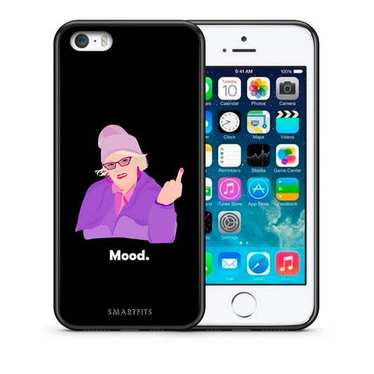 Θήκη iPhone 5/5s/SE Grandma Mood Black από τη Smartfits με σχέδιο στο πίσω μέρος και μαύρο περίβλημα | iPhone 5/5s/SE Grandma Mood Black case with colorful back and black bezels