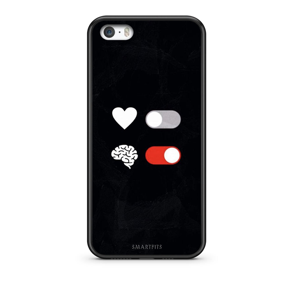 iPhone 5 / 5s / SE Heart Vs Brain Θήκη Αγίου Βαλεντίνου από τη Smartfits με σχέδιο στο πίσω μέρος και μαύρο περίβλημα | Smartphone case with colorful back and black bezels by Smartfits