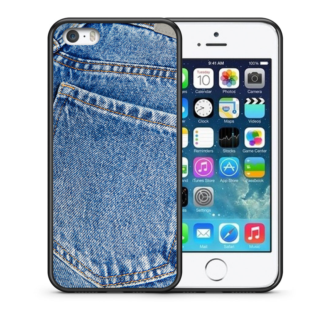 Θήκη iPhone 5/5s/SE Jeans Pocket από τη Smartfits με σχέδιο στο πίσω μέρος και μαύρο περίβλημα | iPhone 5/5s/SE Jeans Pocket case with colorful back and black bezels