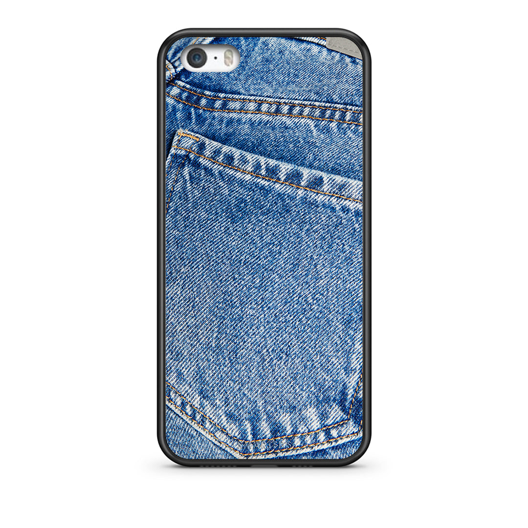 iPhone 5/5s/SE Jeans Pocket θήκη από τη Smartfits με σχέδιο στο πίσω μέρος και μαύρο περίβλημα | Smartphone case with colorful back and black bezels by Smartfits